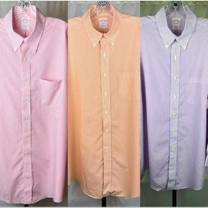 3 Brooks Brothers ORIGINAL POLO SHIRT Traditional Striped Orange Pink Purple